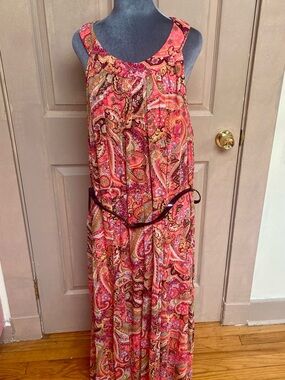 Tommy Hilfiger Damen Coral Pink Paisley Maxi Halter Fit Dress-NWT- Sz22W